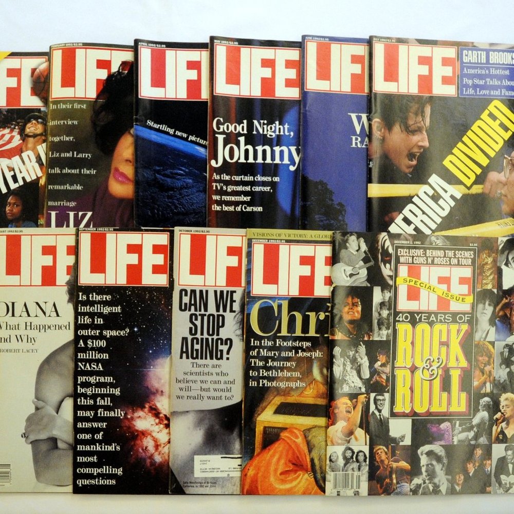 VTG 1992 LIFE Magazines Your CHOICE Rock & Roll Diana Johnny America Divided Liz